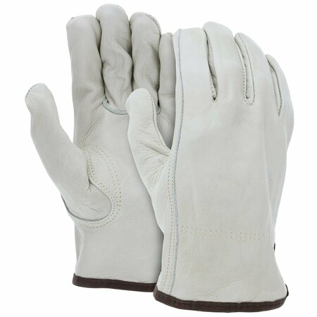 MCR SAFETY Gloves, Cow Grain Drivers Glove w/Keystone Thumb, S, 12PK 3211INS